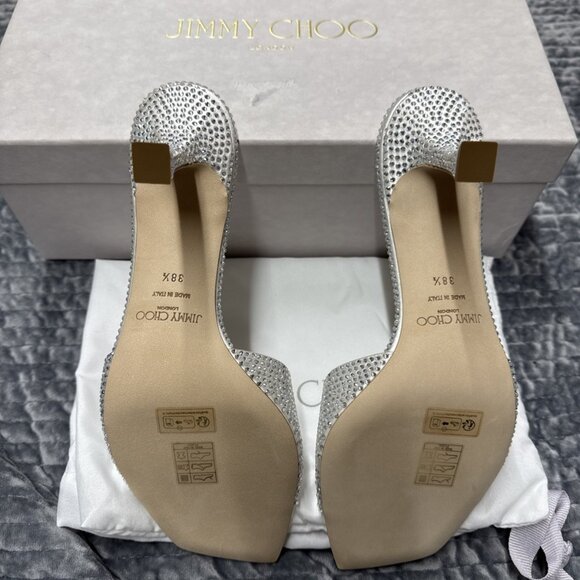 Jimmy Choo Skye 70 Ivory/clear Rhinestone And Satin High Heel - Picture 6 of 10